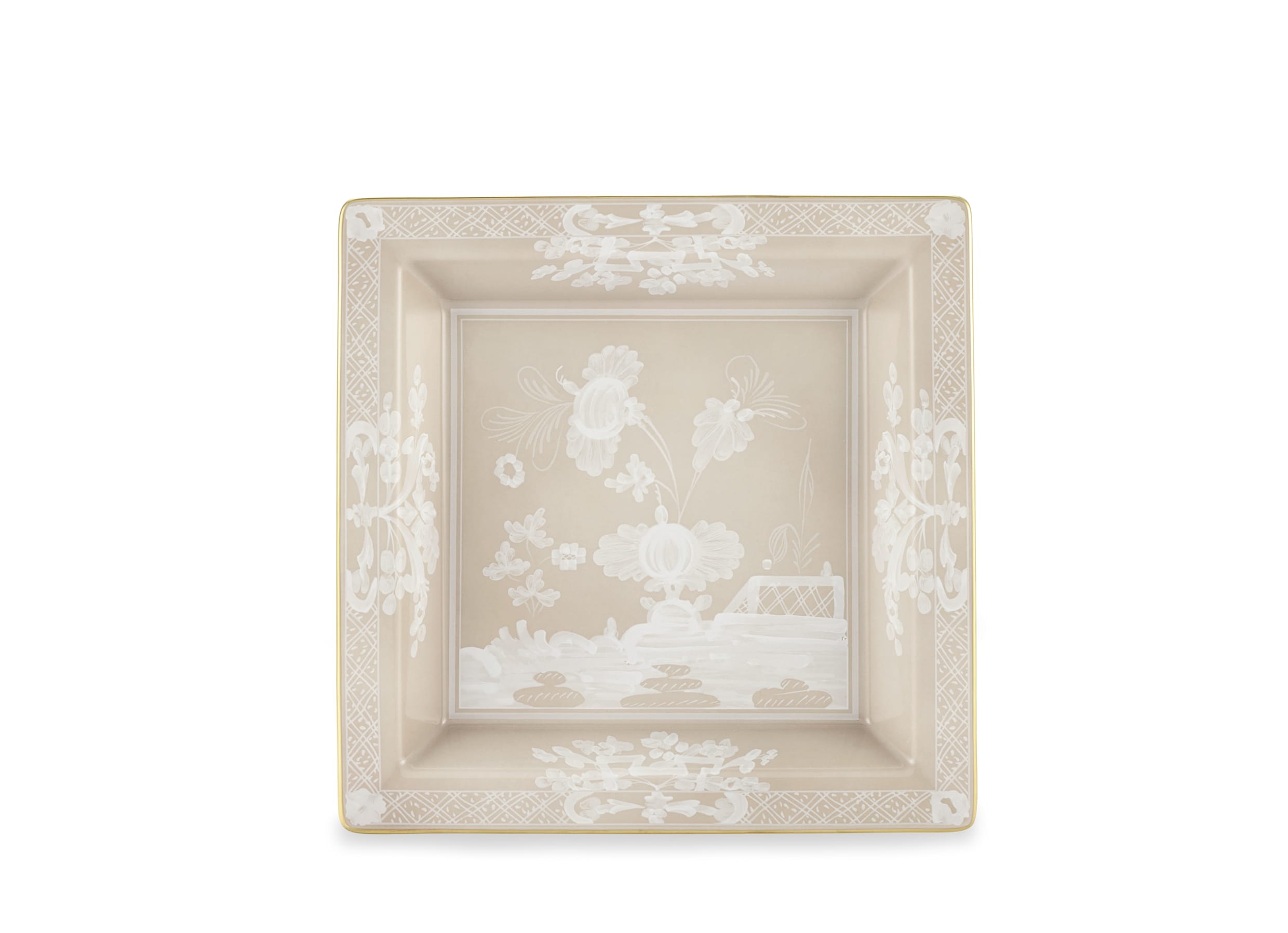 Malachite-green porcelain rectangular change tray | GINORI 1735