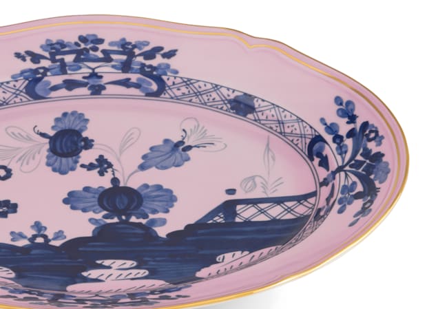 Azalea-pink porcelain oval platter | Ginori1735 | GINORI 1735