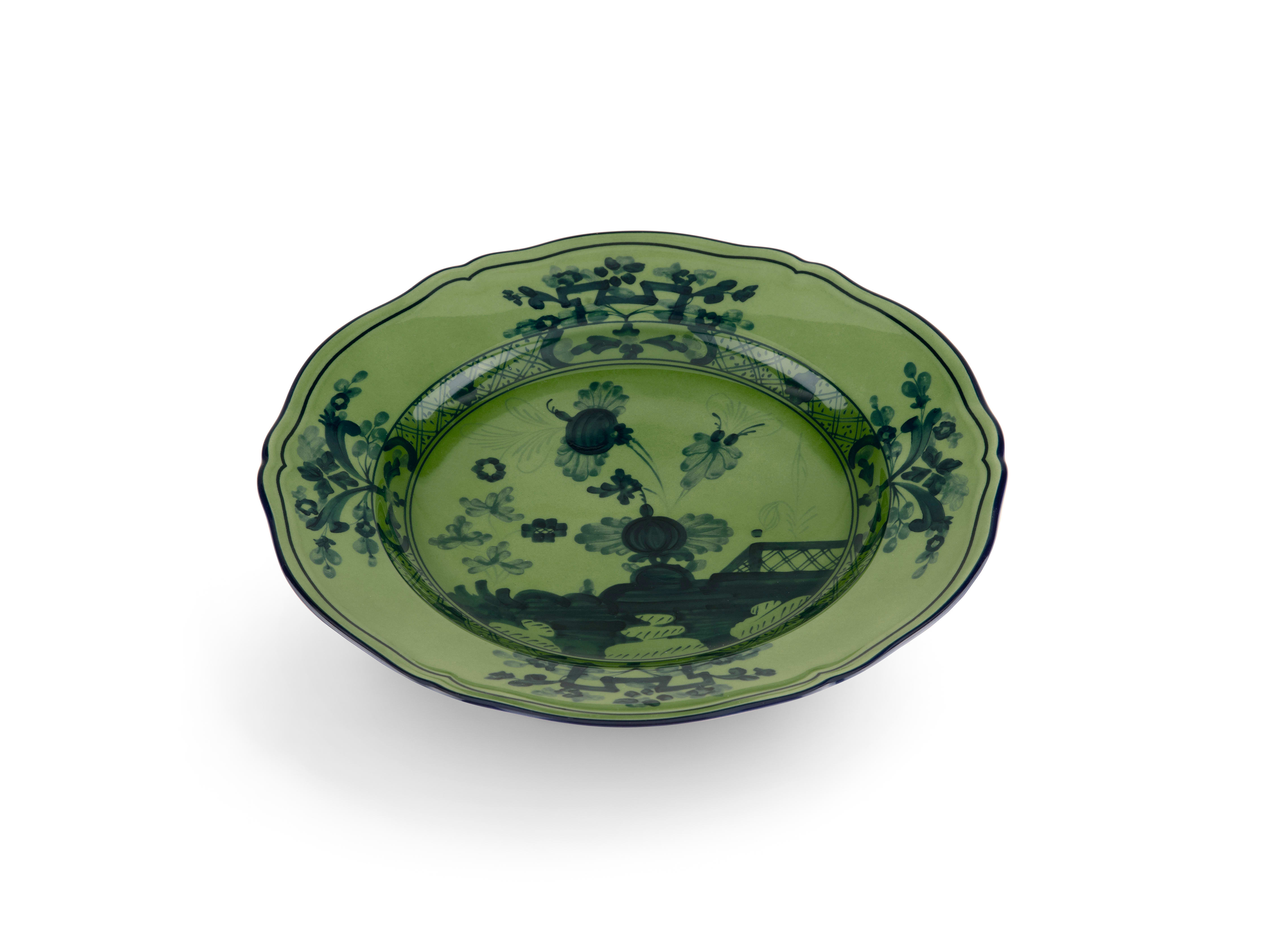 Malachite green dessert plate in porcelain | GINORI 1735