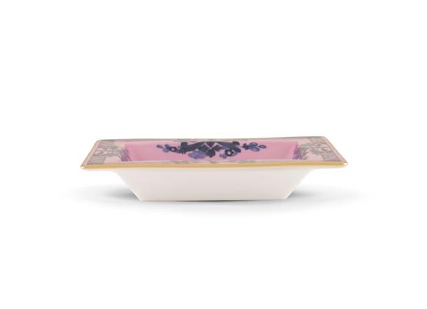 Azalea-pink porcelain rectangular change tray | GINORI 1735
