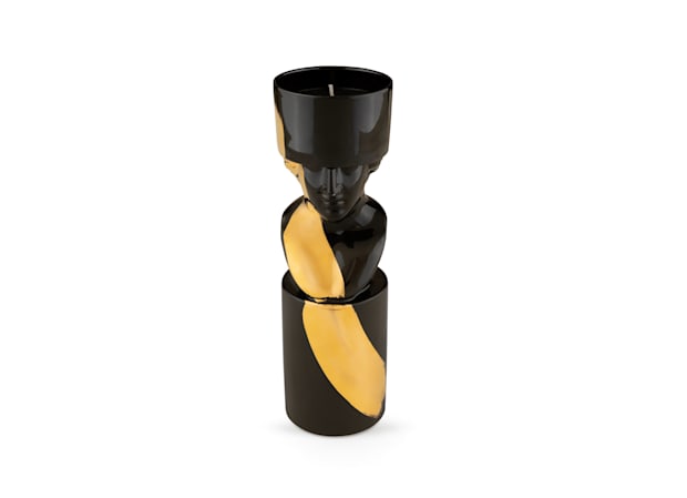 Candleholder Il Letterato Charcoal | LCDC Gold | GINORI 1735