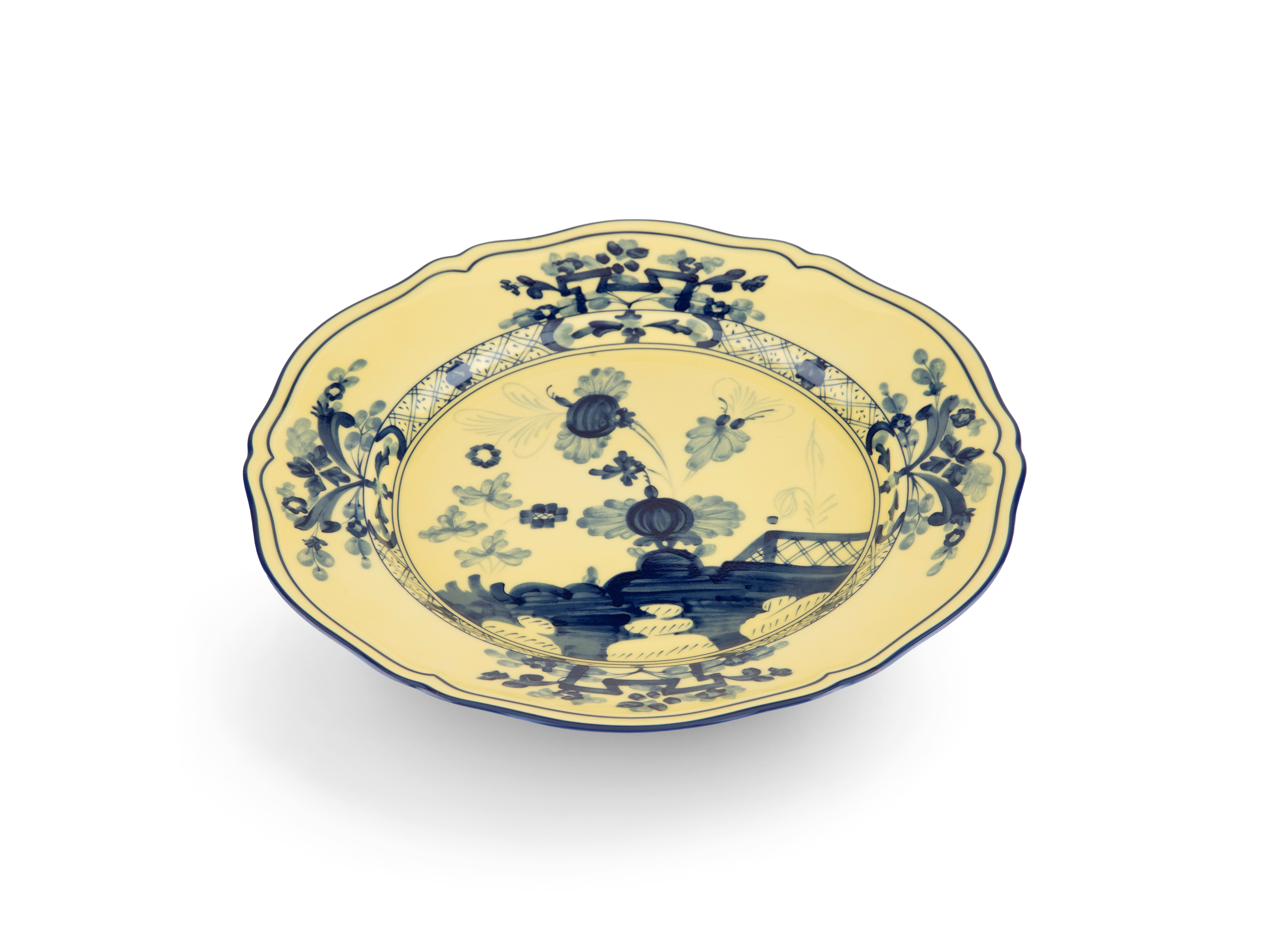Citrine yellow flat plate in porcelain | GINORI 1735