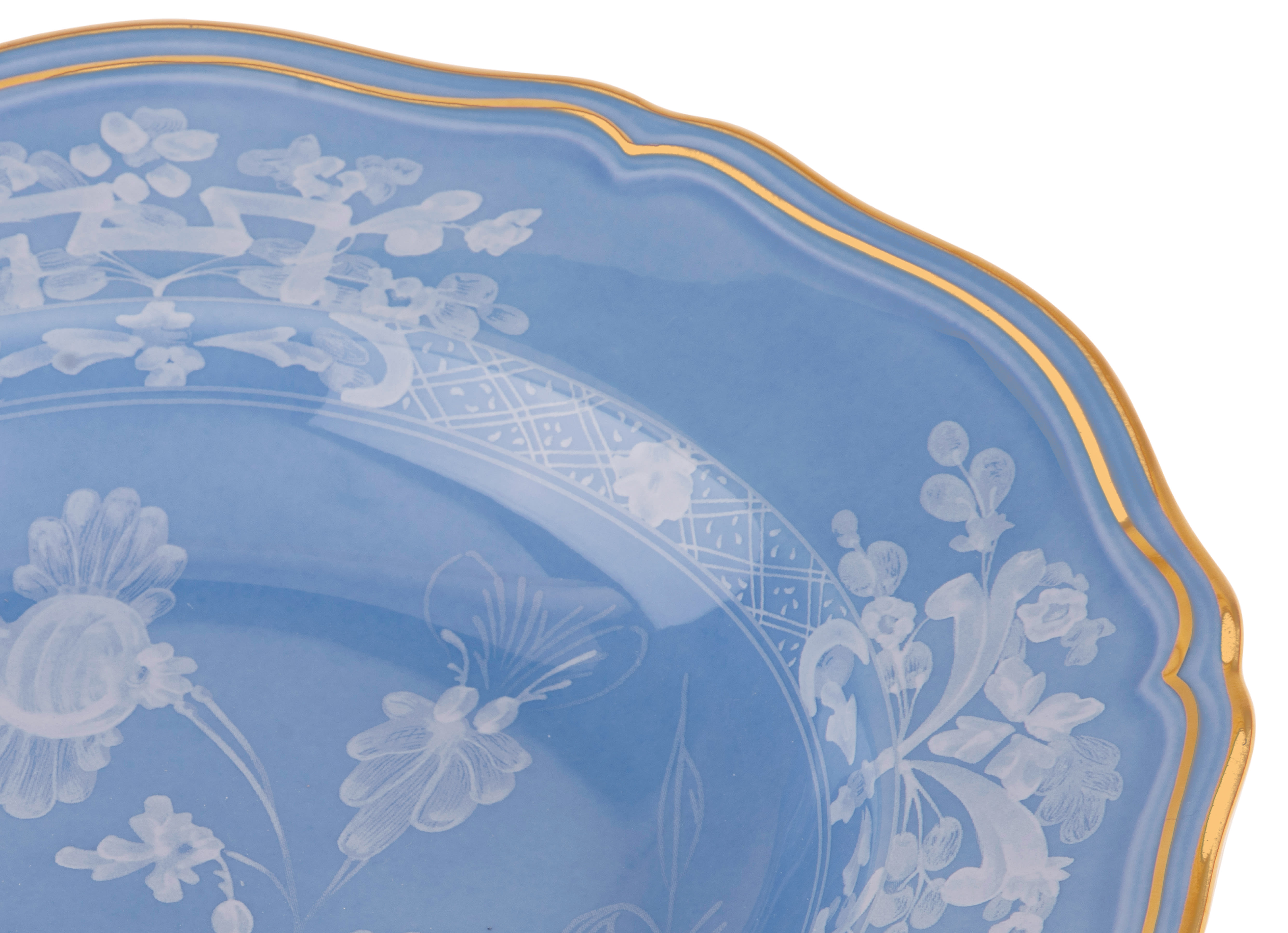 Periwinkle-blue porcelain soup plate | GINORI 1735