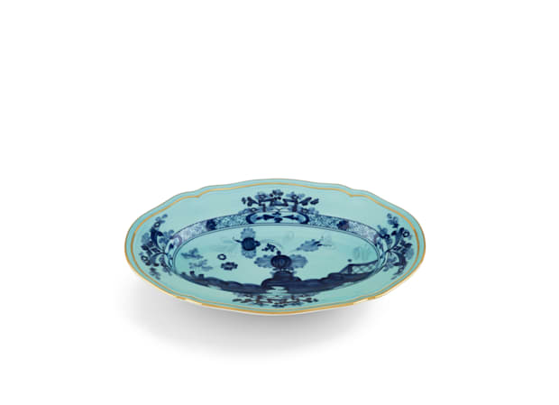 Iris blue porcelain pickle dish GINORI 1735