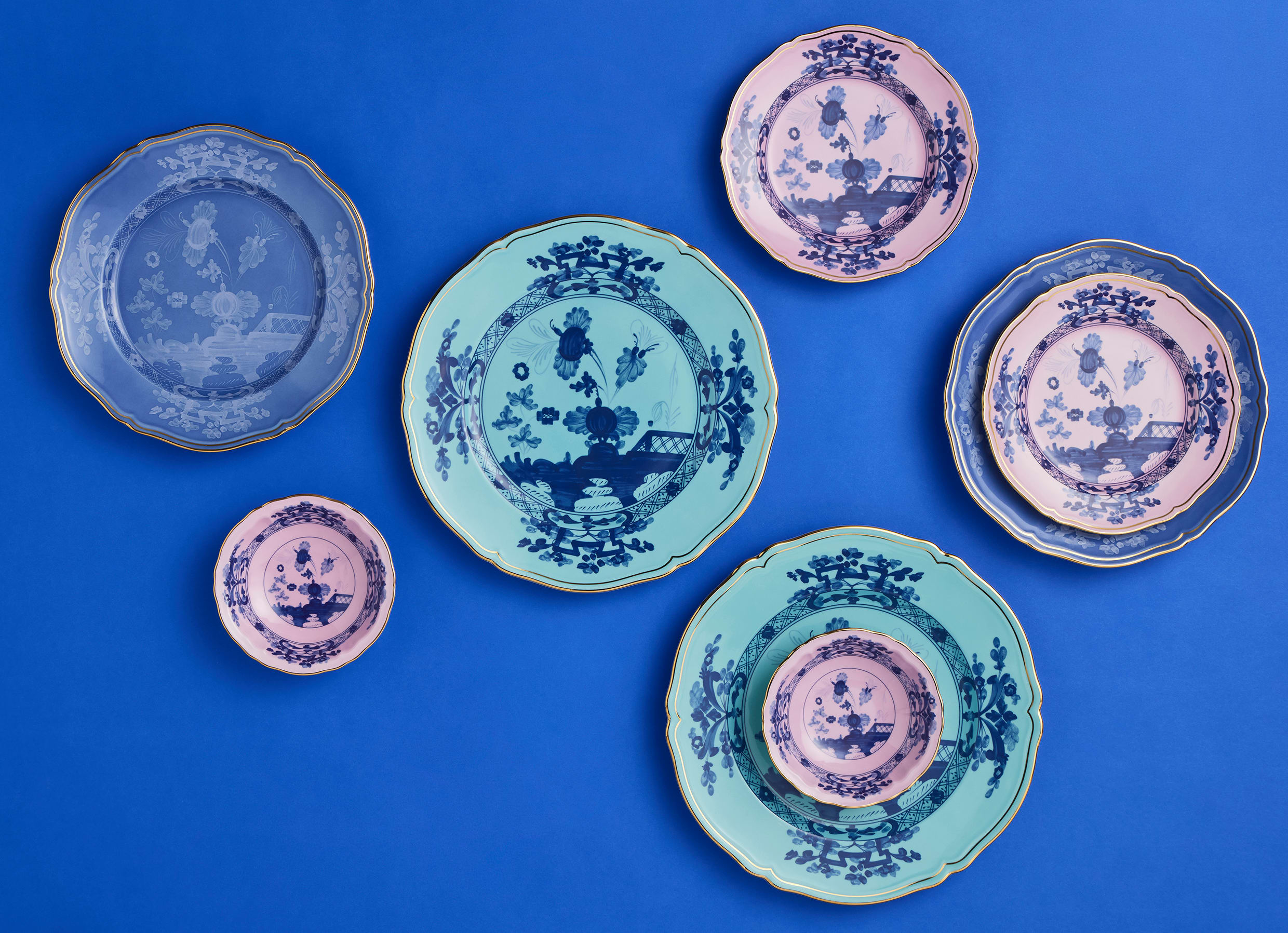 Porcelain plates set for two | Waveside Chill | GINORI 1735
