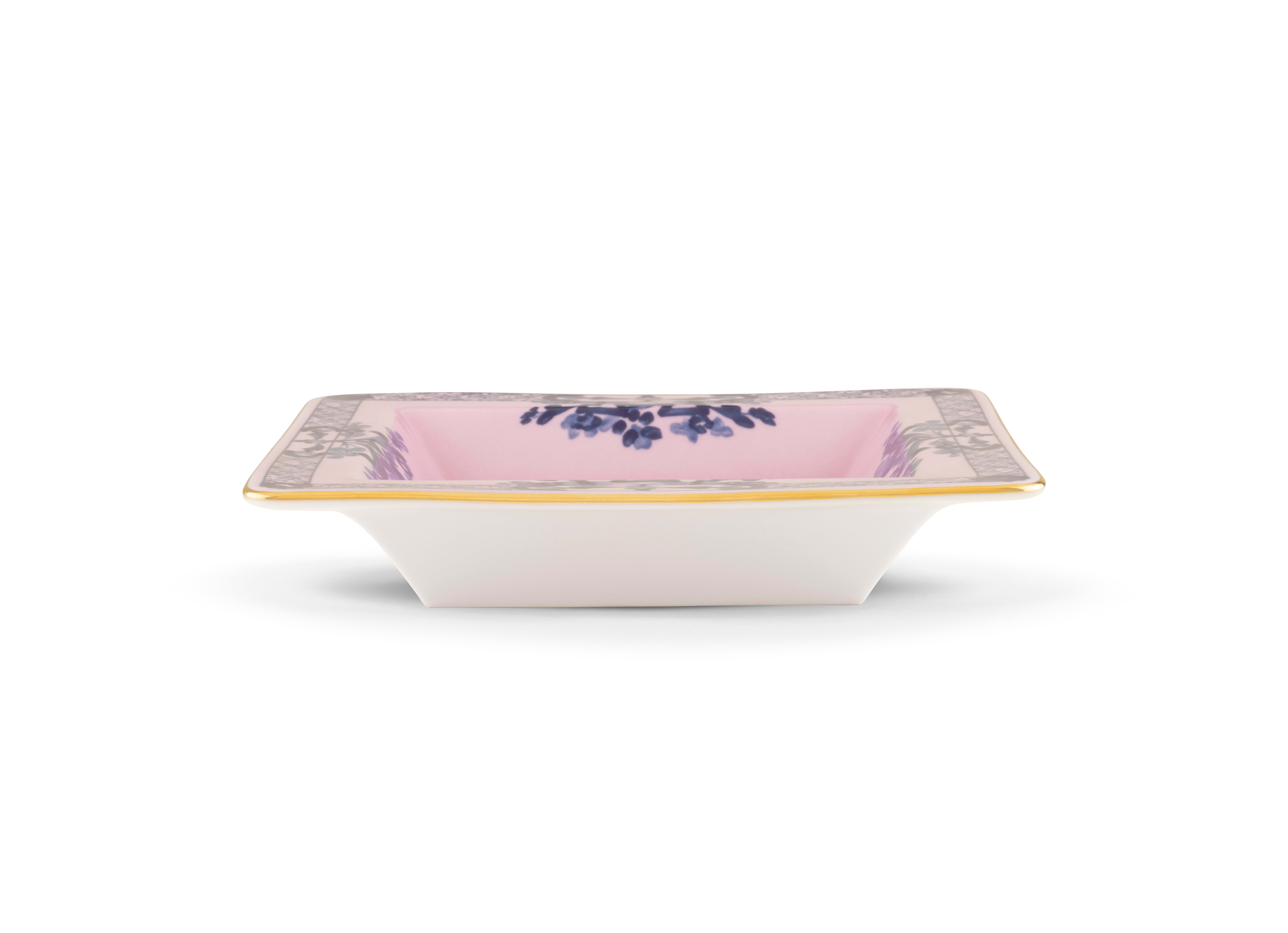 Azalea-pink square porcelain vide poche | GINORI 1735