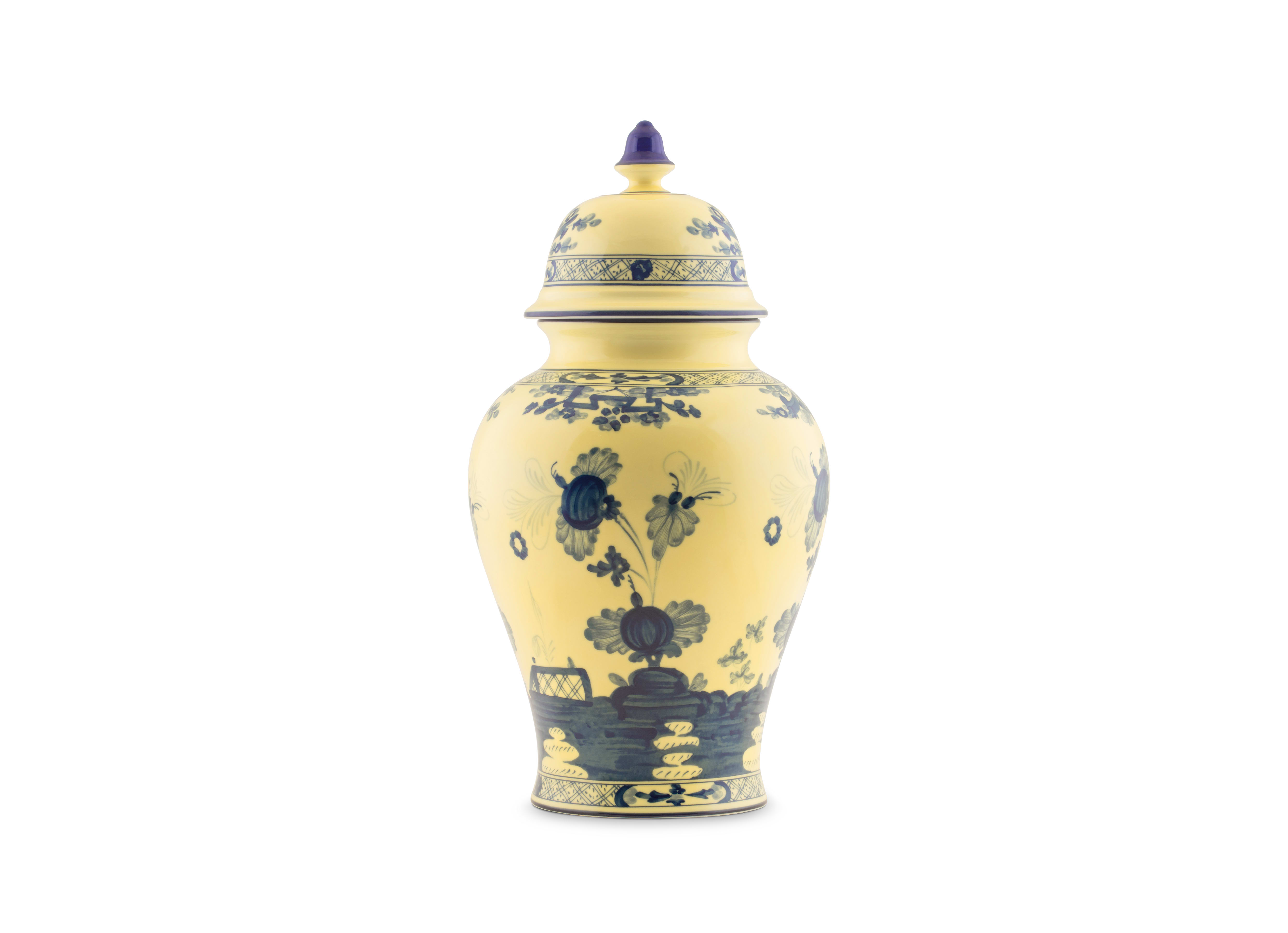 Large yellow porcelain potiche vase | GINORI 1735