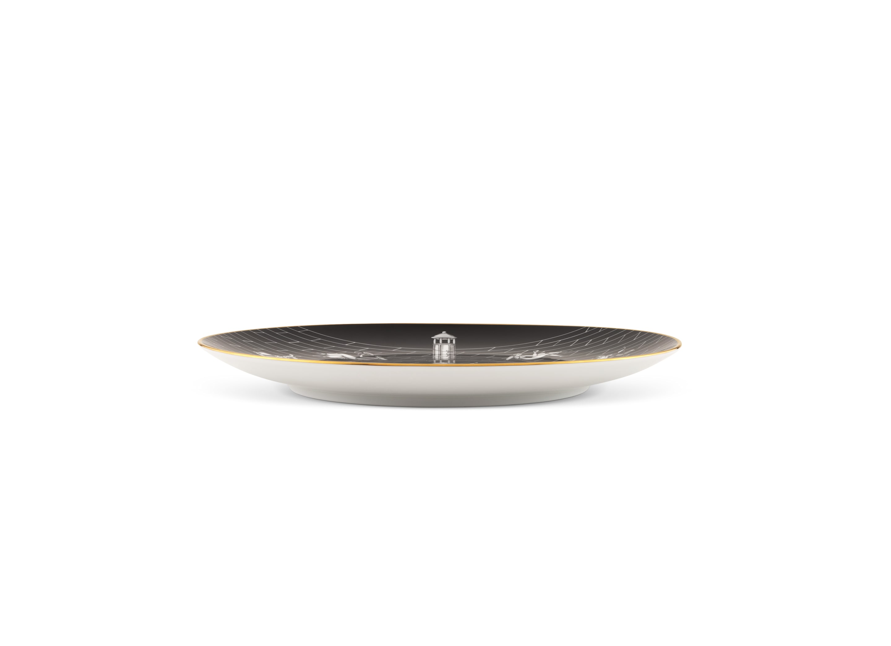 Plat Ginori 1735 Gio Ponti - Promenade Archéologique Noir - Porcelaine Neuve