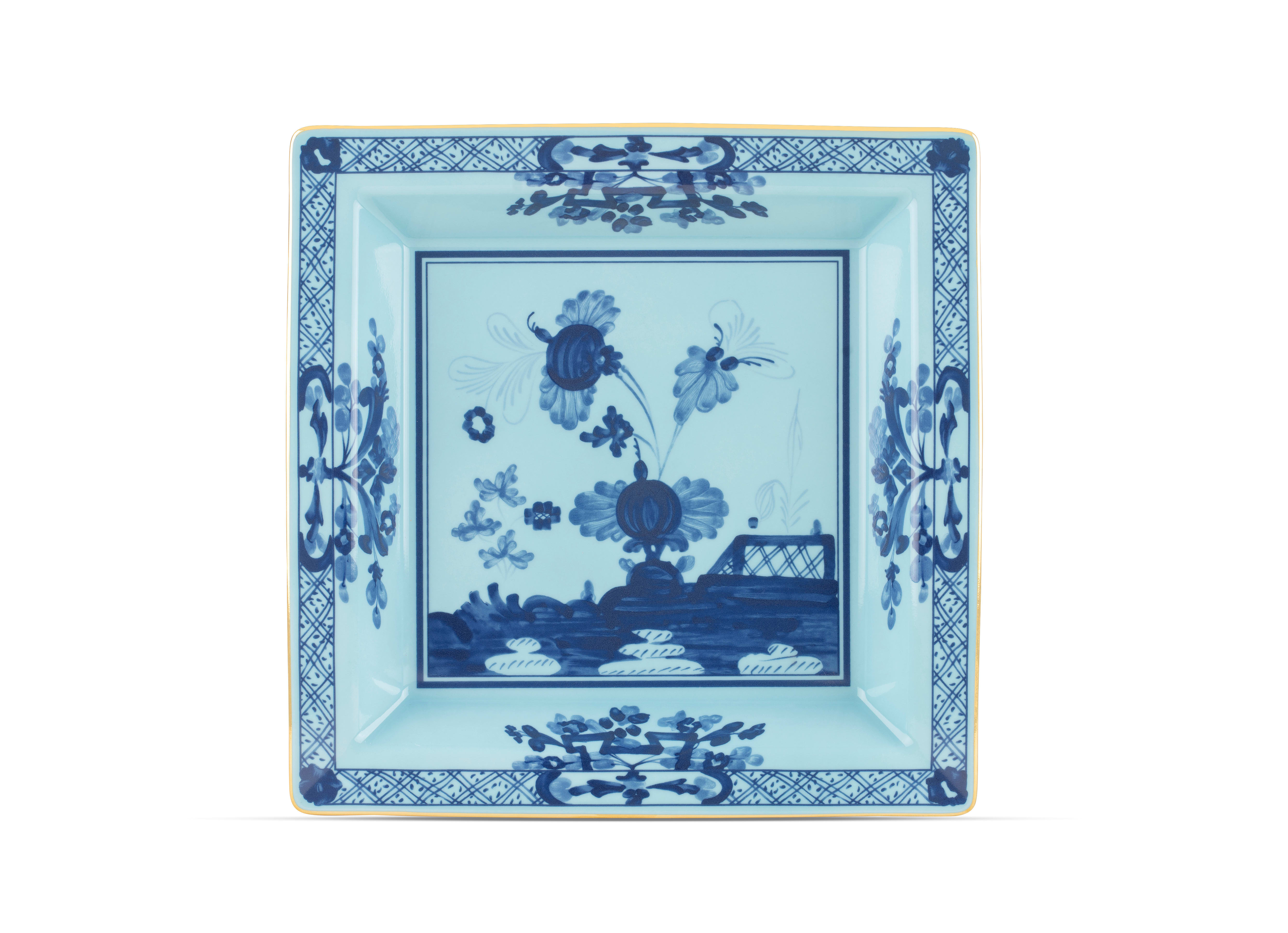 Large light-blue square porcelain vide poche | GINORI 1735