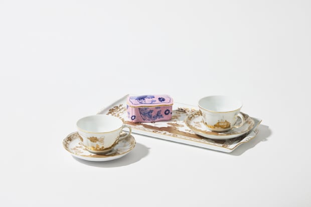 TEA SET FOR TWO WITH TRAY AURUM Oriente Italiano - Tesori-4