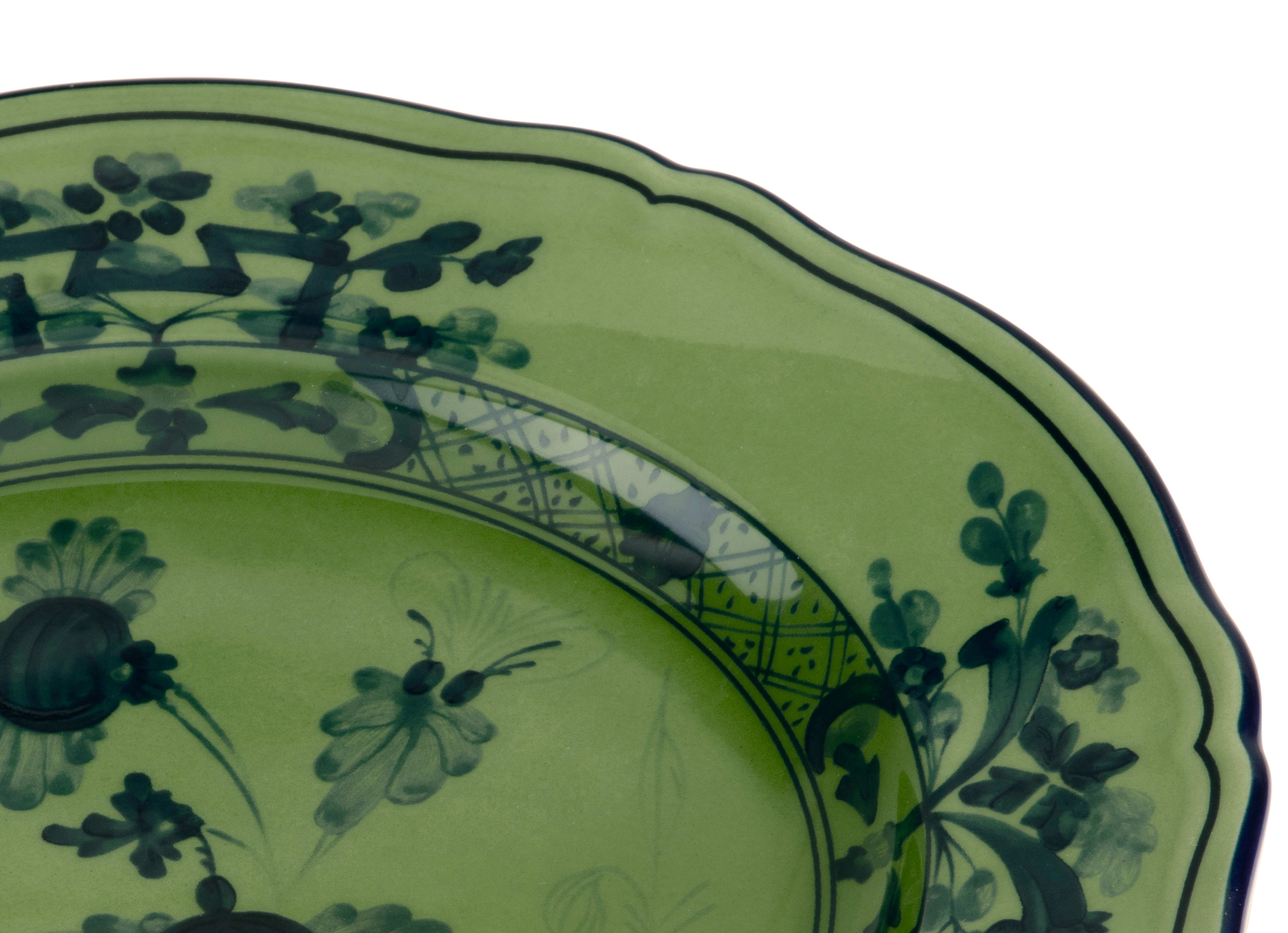 Malachite green dessert plate in porcelain | GINORI 1735