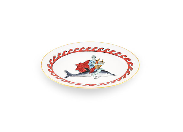 LARGE OVAL PLATTER DOLPHIN WHITEIl viaggio di Nettuno-2