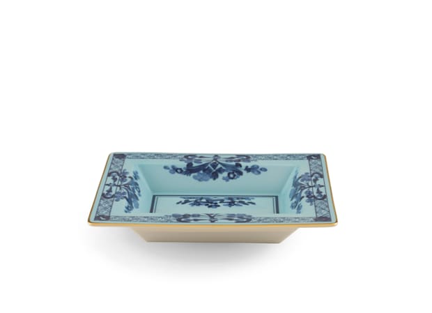 Iris-blue porcelain rectangular change tray | GINORI 1735