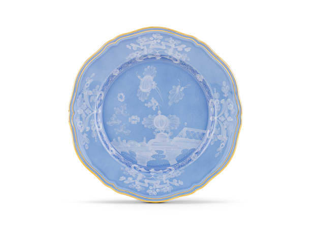 Periwinkle-blue porcelain flat plate | GINORI 1735