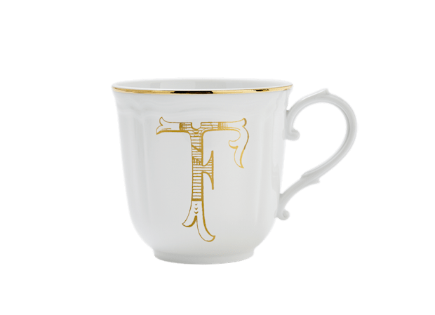 LETTER F MUG ORO Corona Monogram Mugs-1