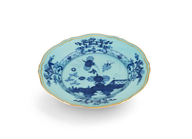 Iris blue dessert plate in porcelain | GINORI 1735