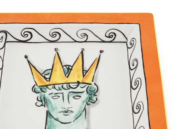 Large square orange change tray in porcelain | GINORI 1735