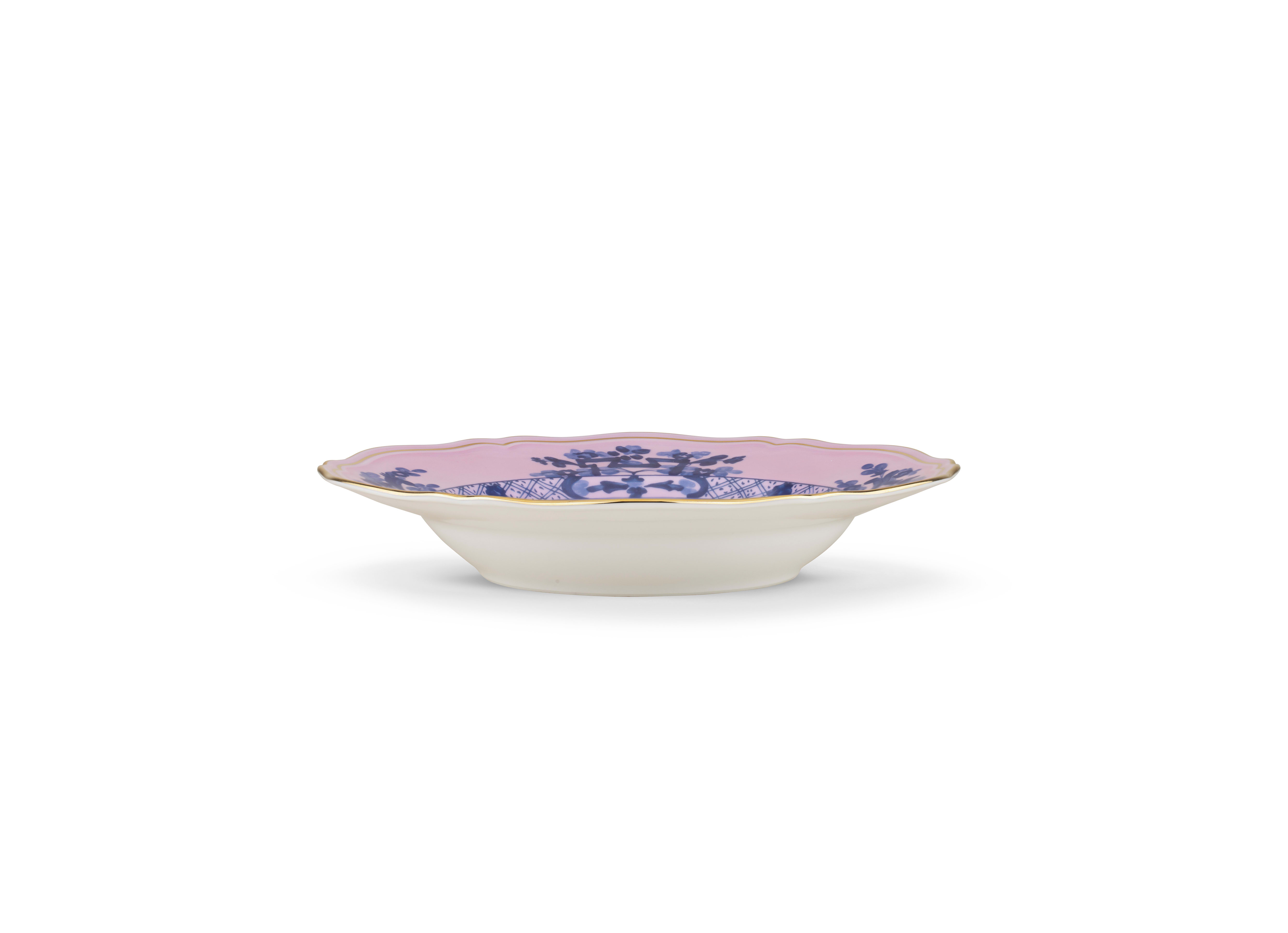 Azalea pink soup plate in porcelain | GINORI 1735