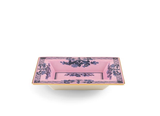 Azalea-pink porcelain rectangular change tray | GINORI 1735