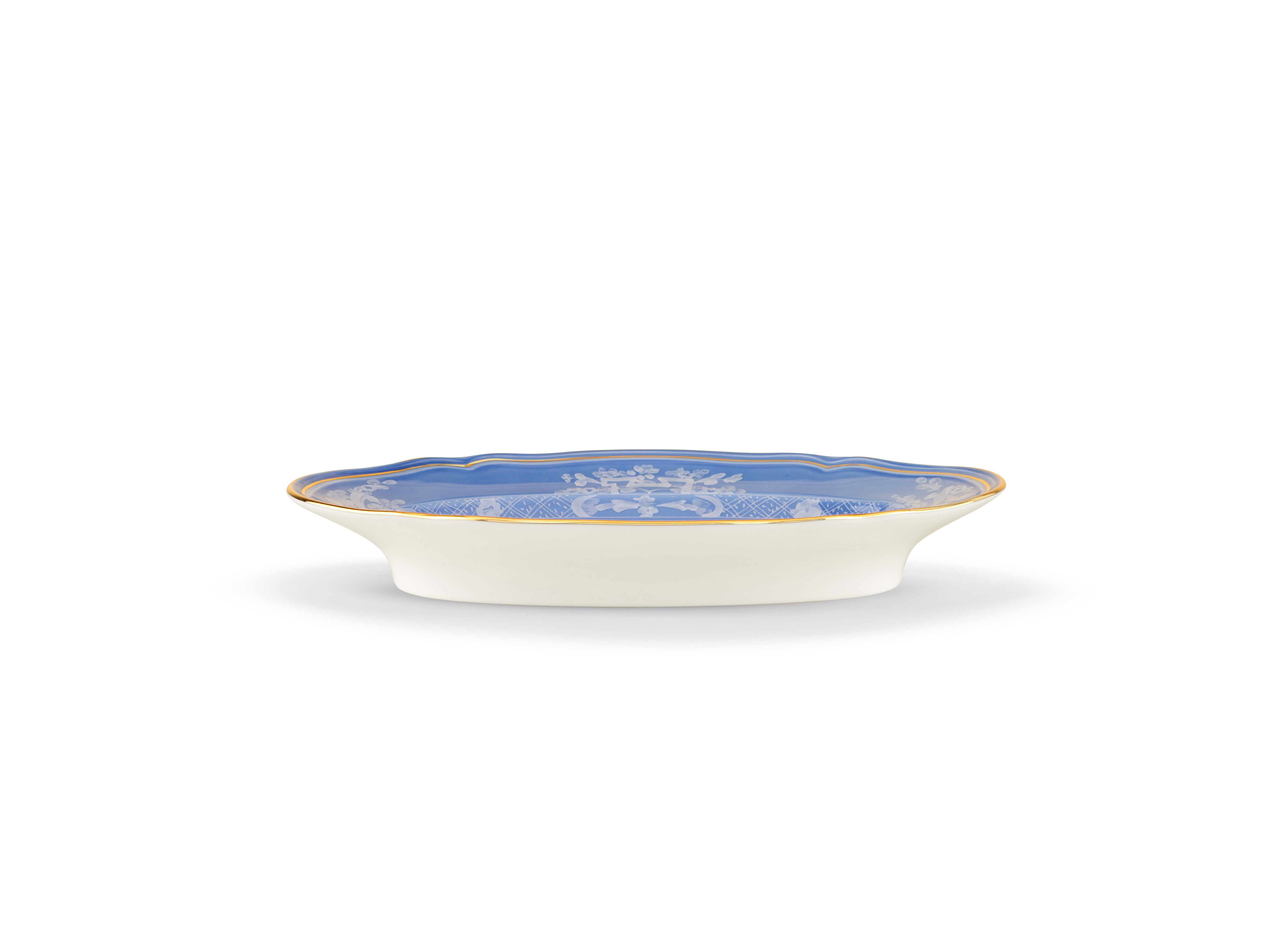 Periwinkle-blue porcelain pickle dish | GINORI 1735