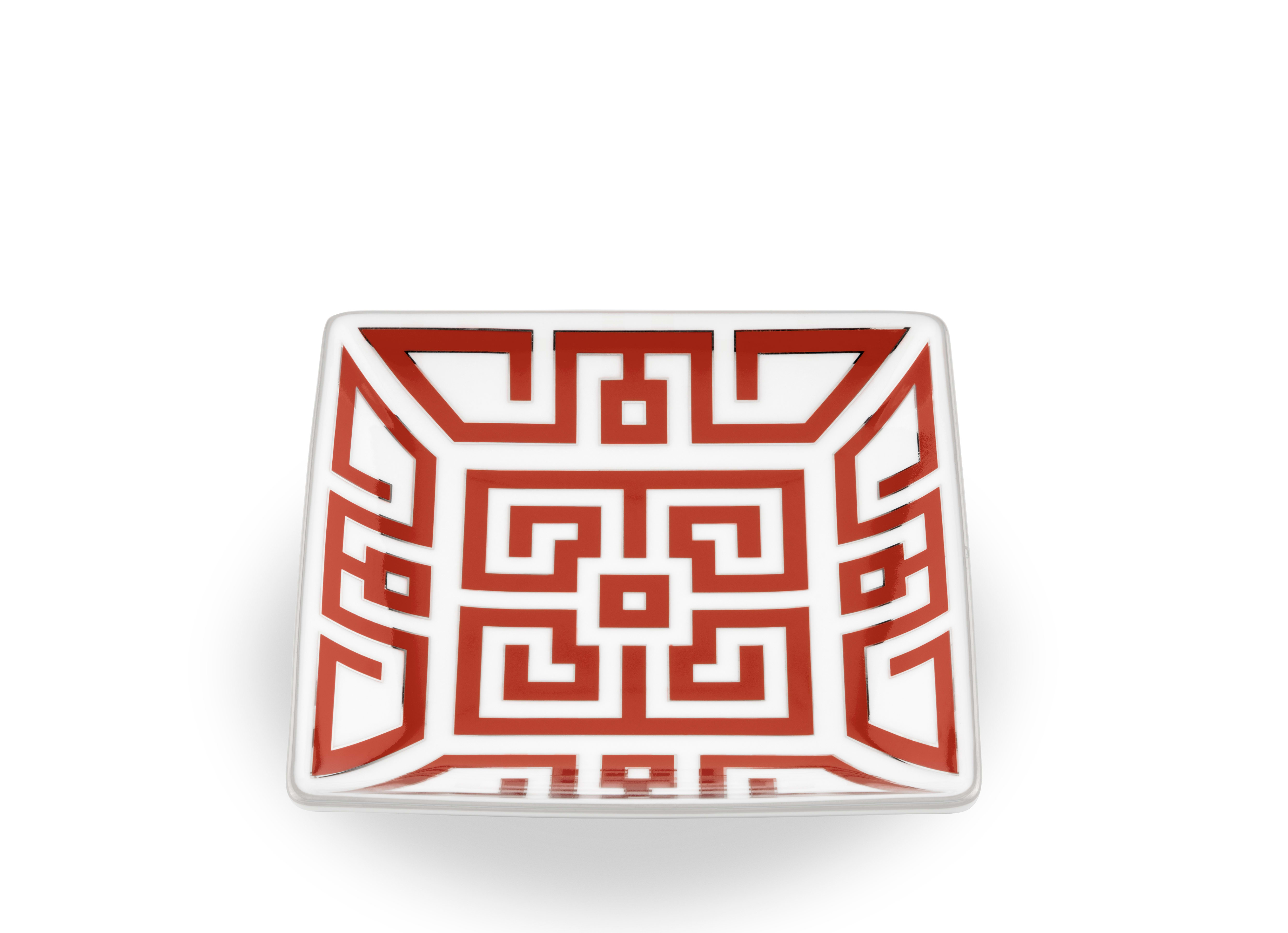 Scarlet red change tray in porcelain | GINORI 1735