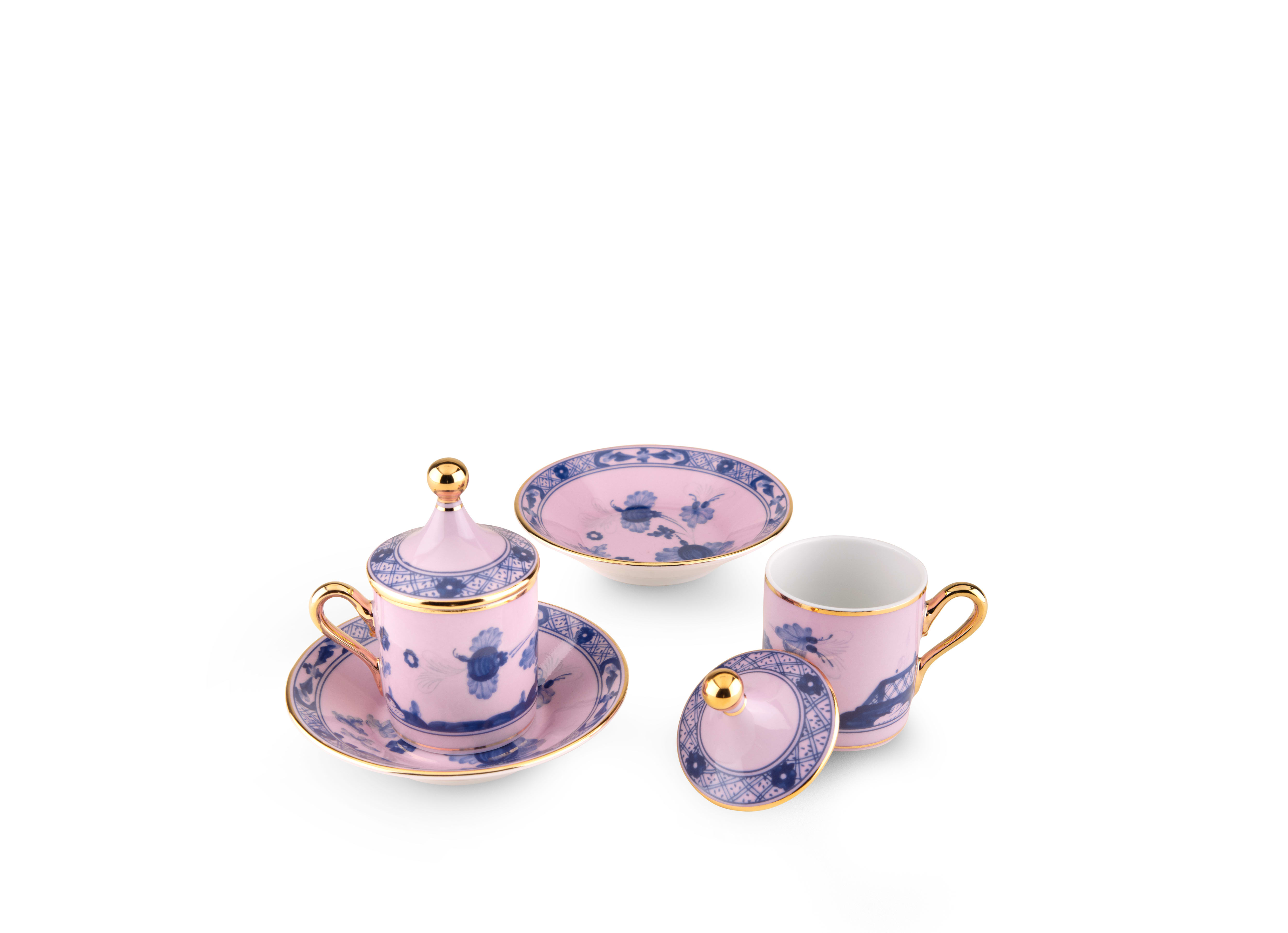 Azalea-pink porcelain espresso set for two | GINORI 1735