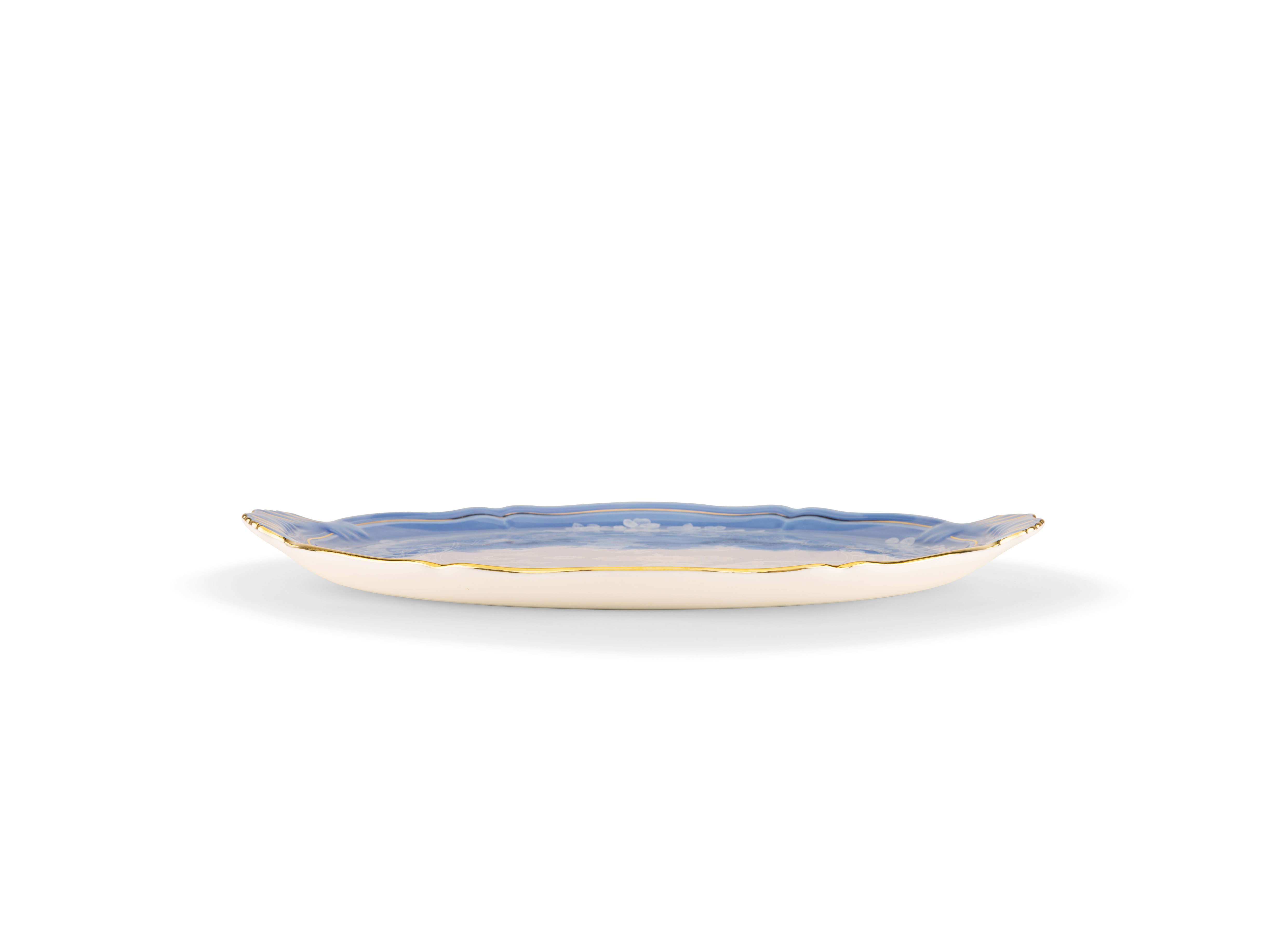 Periwinkle-blue porcelain cake plate | GINORI 1735