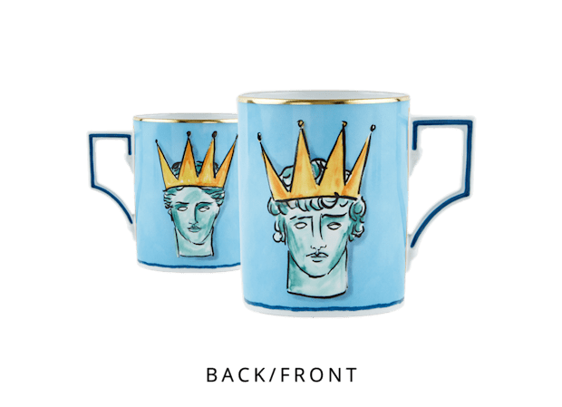 Coffret cadeau théière et mug en porcelaine bleu marine