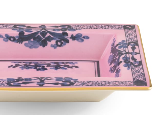 Azalea-pink porcelain rectangular change tray | GINORI 1735