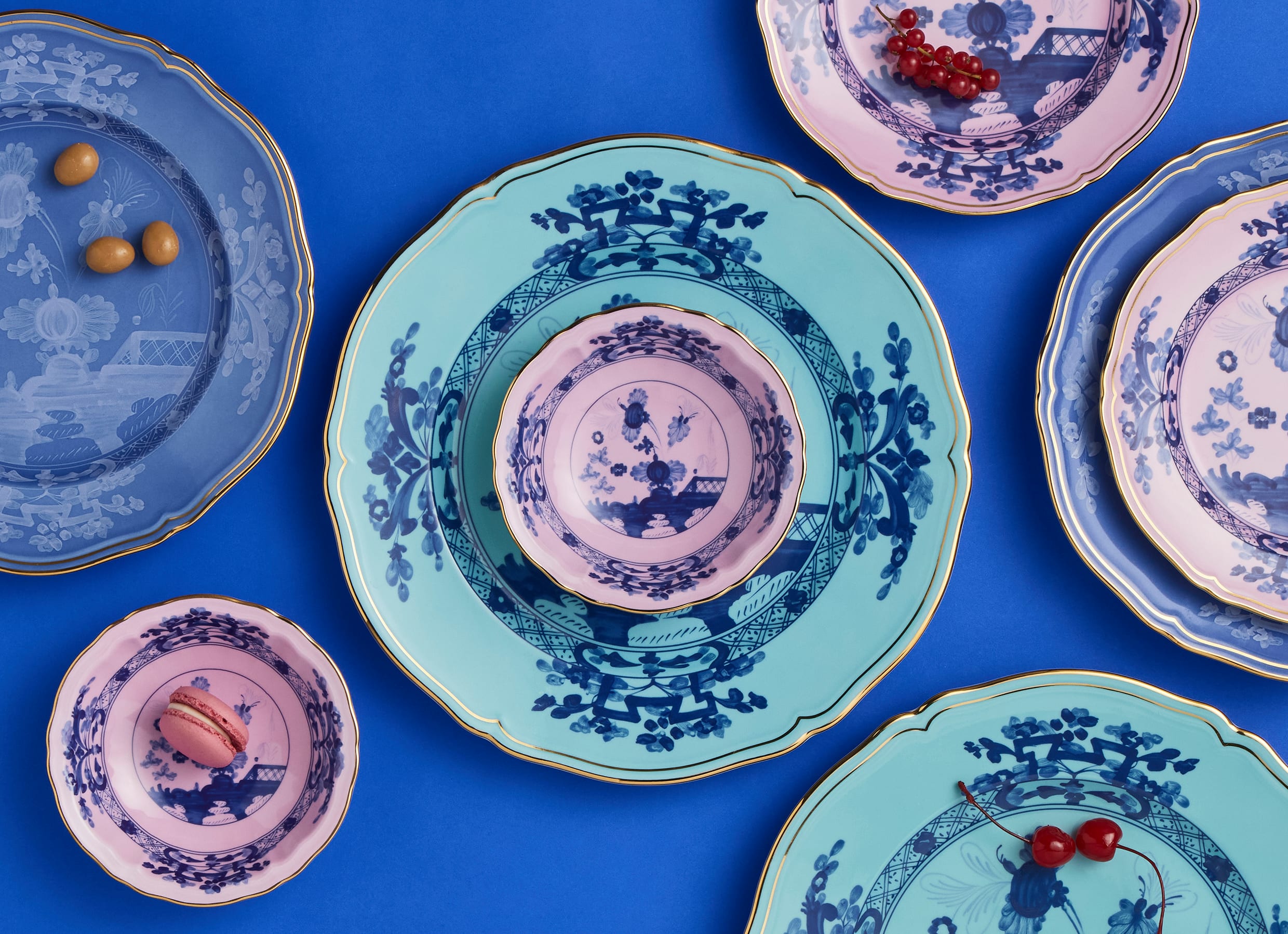Porcelain plates set for two | Waveside Chill | GINORI 1735