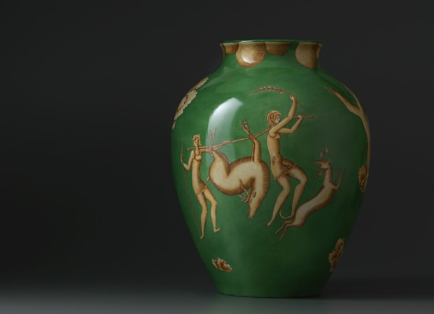 VASE ORCINO LA VENATORIA TRASPORTO DEL DAINO - VERTArte di Gio Ponti-2