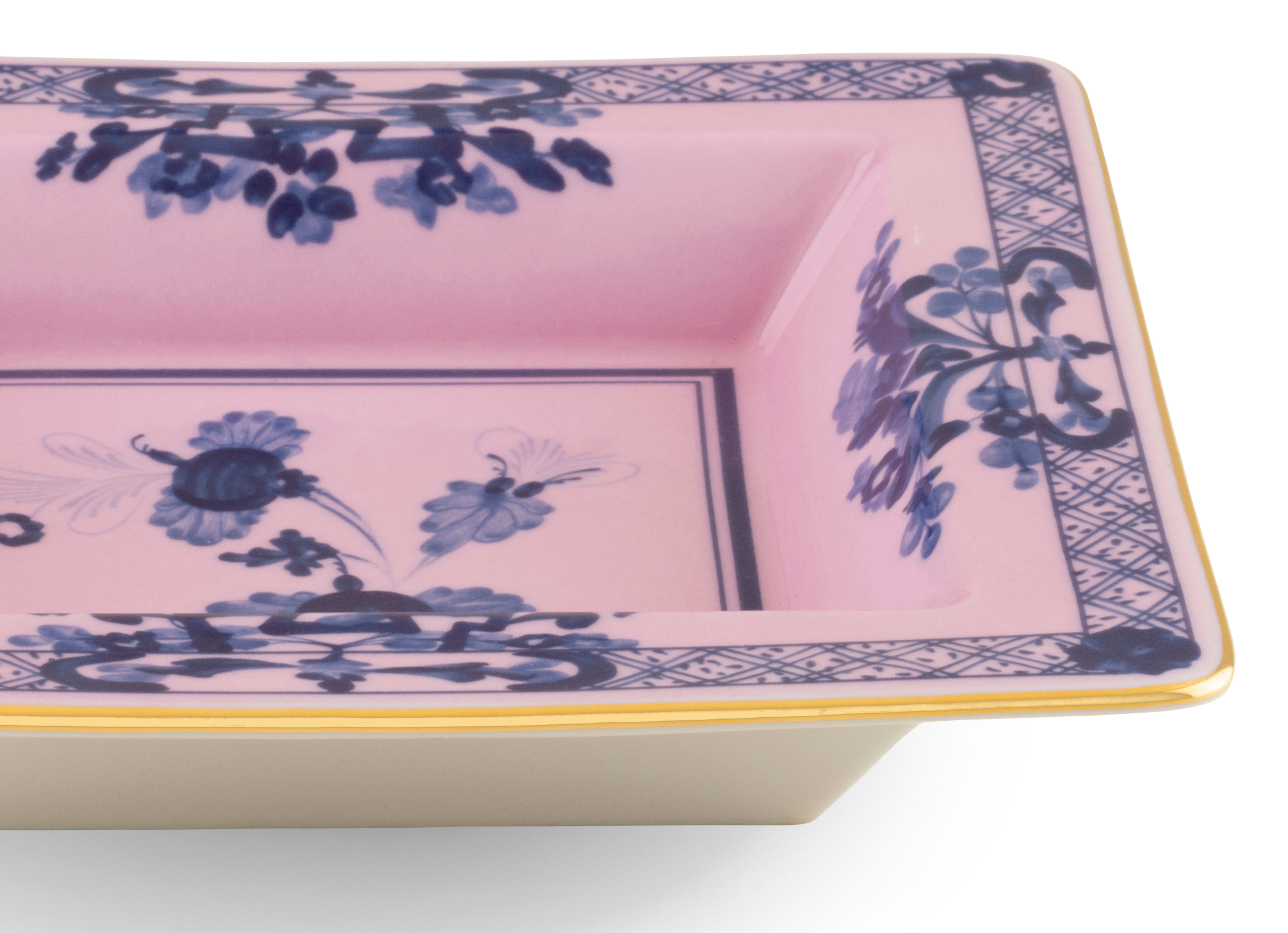 Azalea-pink square porcelain vide poche | GINORI 1735