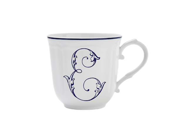 LETTER E MUG BLU Corona Monogram Mugs-1