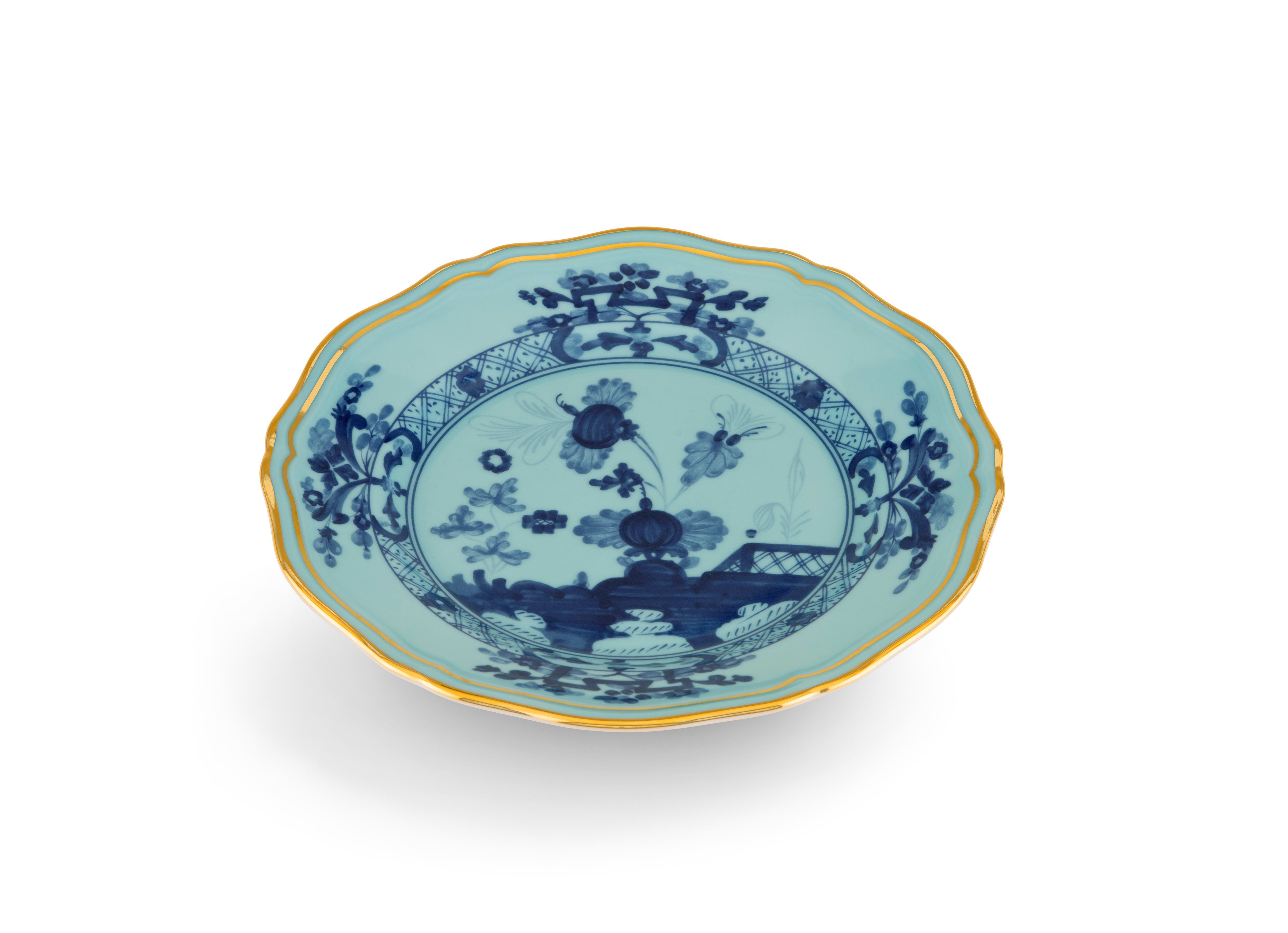 Iris blue bread plates in porcelain | GINORI 1735