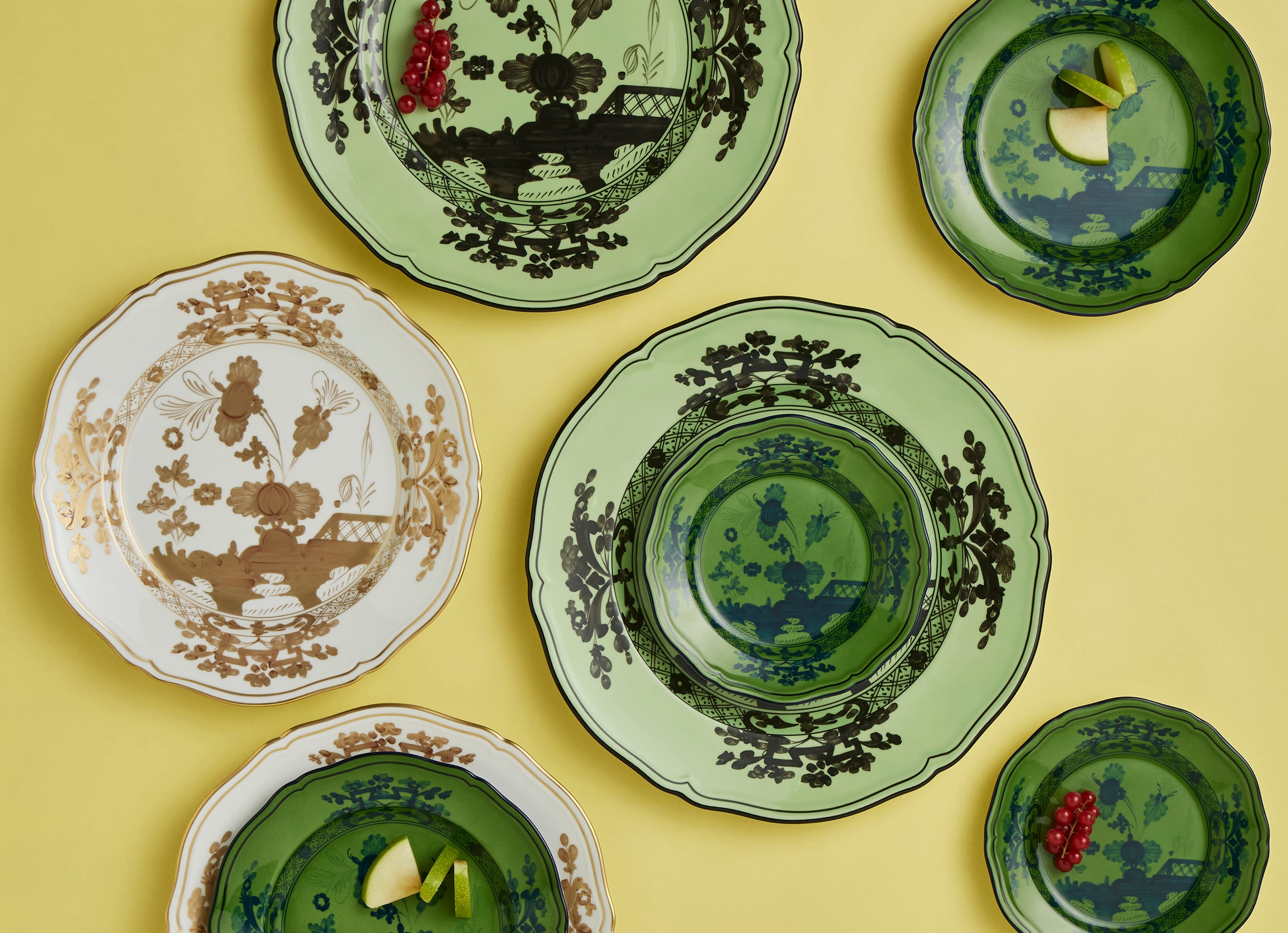 Porcelain plates set for two | Sparkling Spring Dew | GINORI 1735