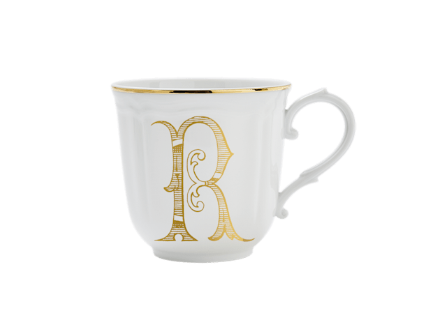 MUG LETTERA R ORO Corona Monogram Mugs-1