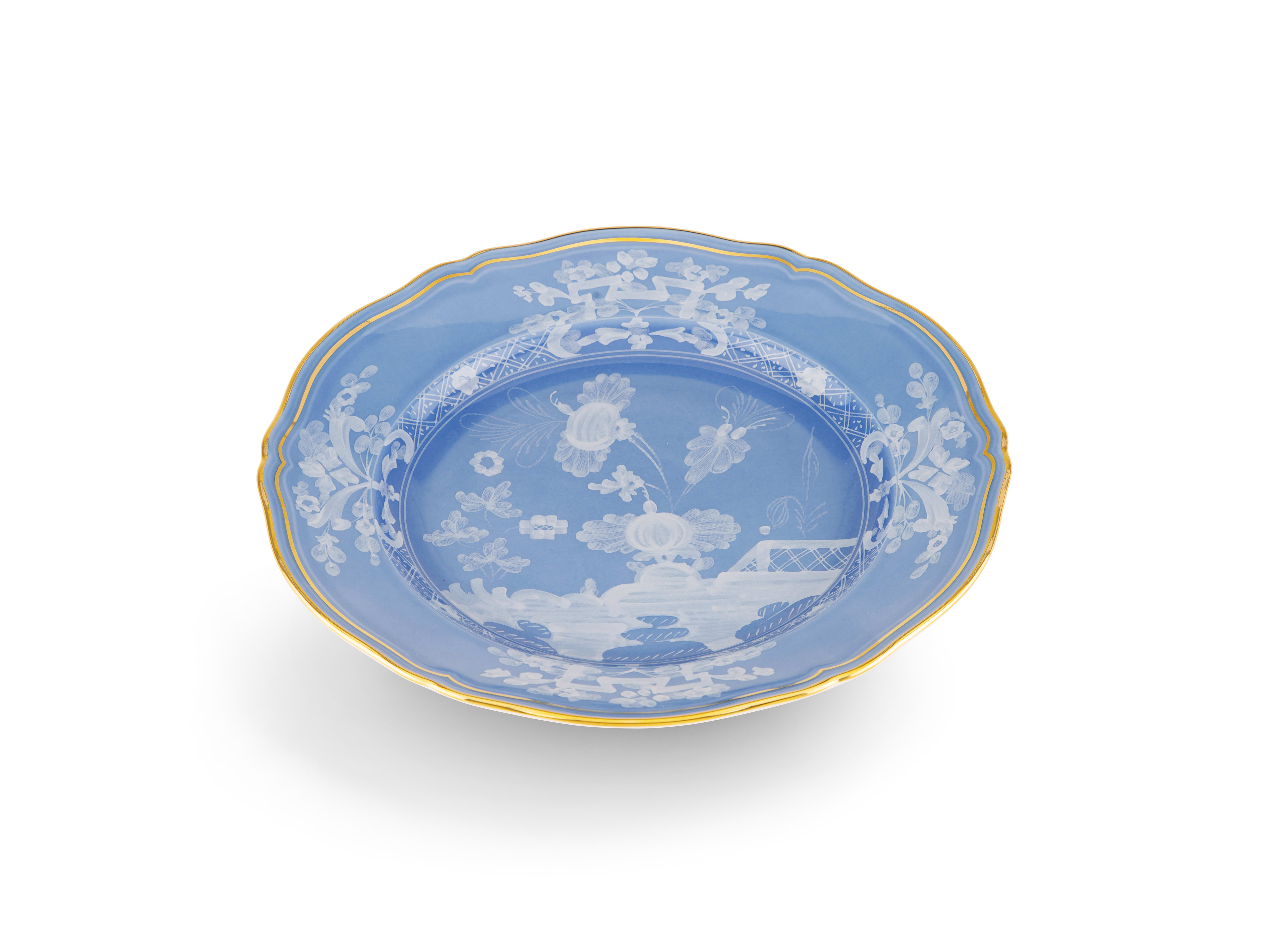 Periwinkle-blue porcelain dessert plate | GINORI 1735