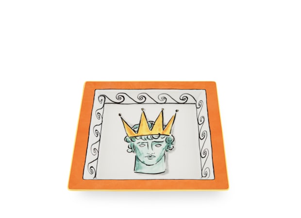 Large square orange change tray in porcelain | GINORI 1735