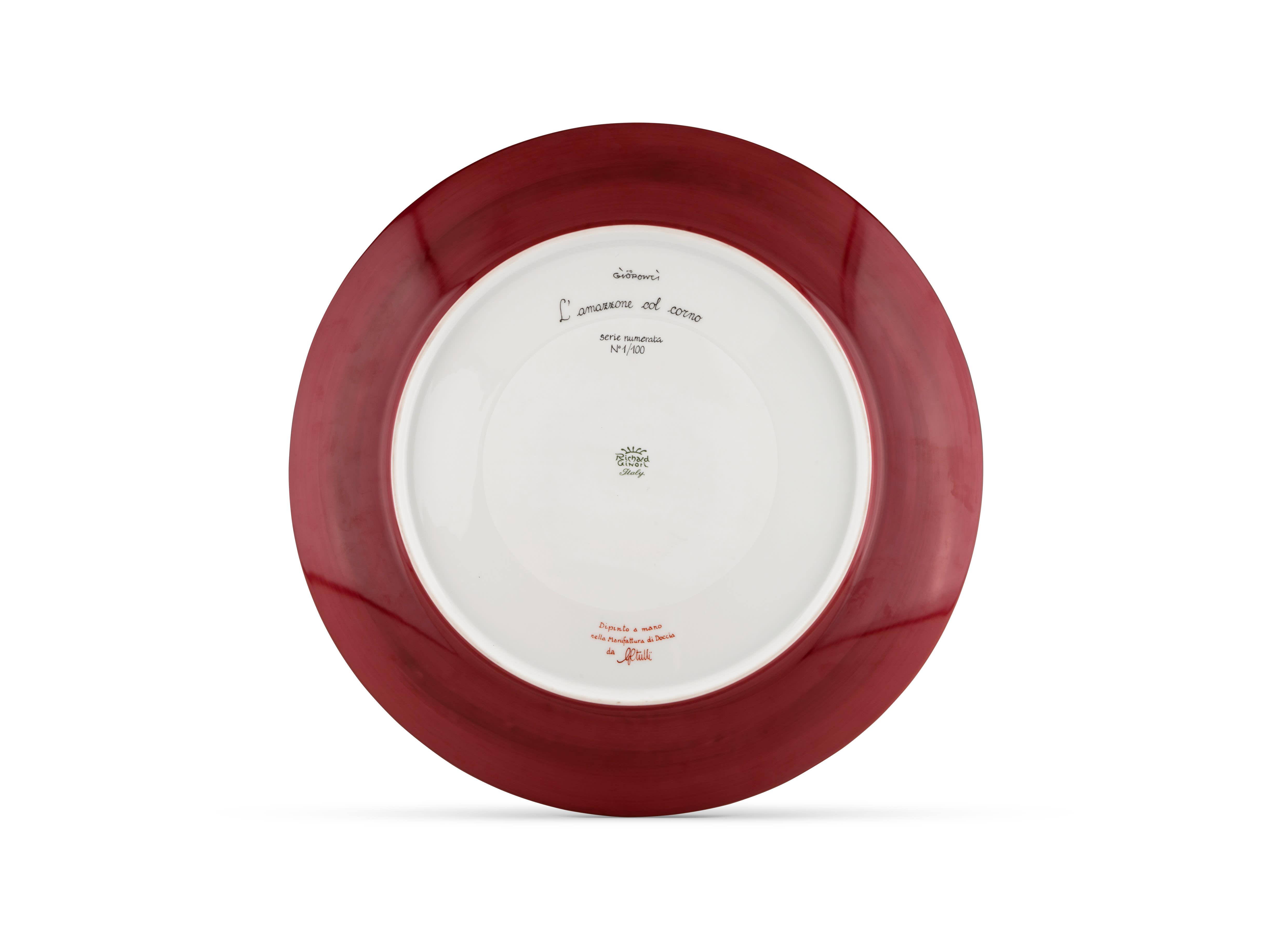 La Venatoria Amazzone Con Corno Red Plate | GINORI 1735