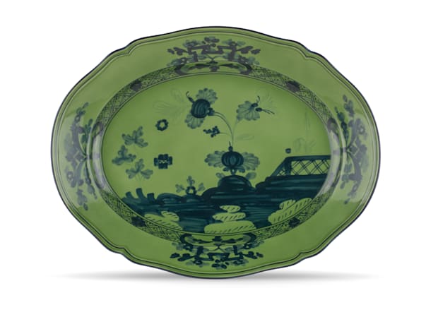 LARGE OVAL PLATTER MALACHITE Oriente Italiano-1