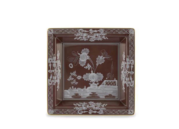 Large square change tray brown Castagna | Oriente Italiano