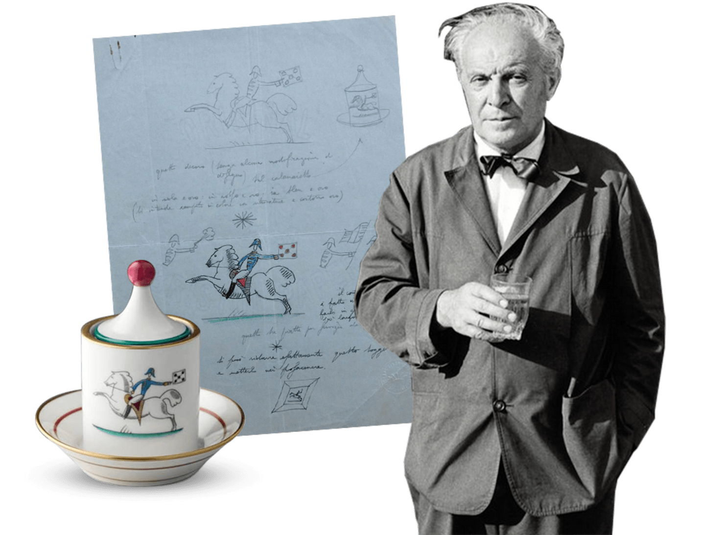 Richard Ginori Set tazze caffè Il viaggio di Nettuno porcellana 2 pezzi con  piattino