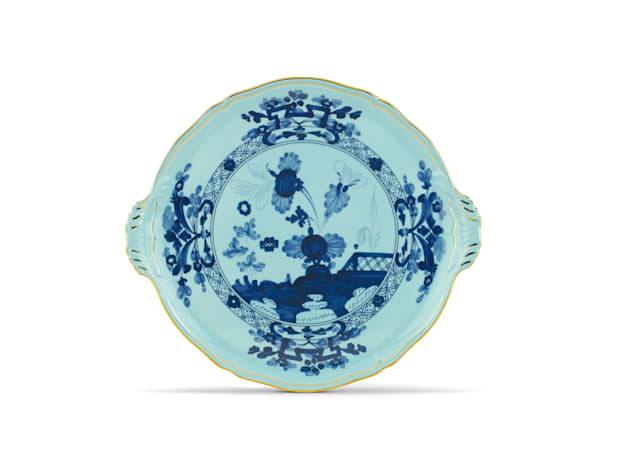 Iris-blue porcelain cake plate | GINORI 1735