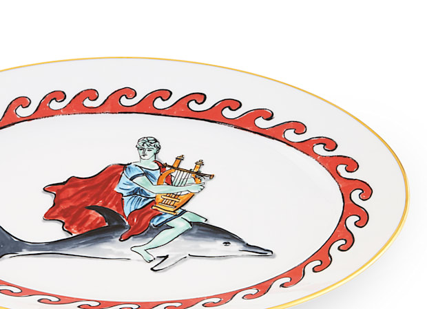 LARGE OVAL PLATTER DOLPHIN WHITEIl viaggio di Nettuno-3