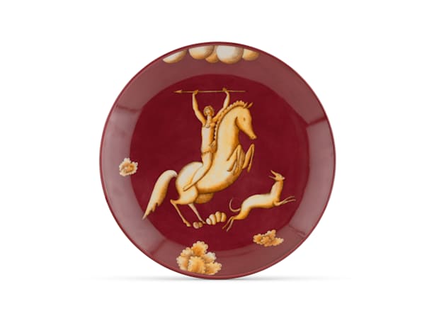 Amazzone Con Giavellotto Plate - Red | GINORI 1735