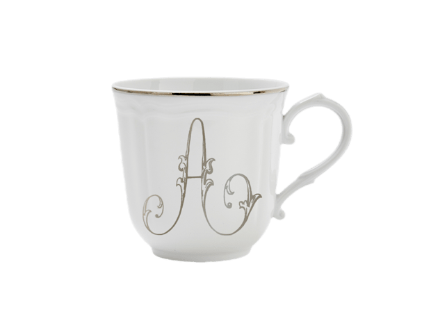 LETTER A MUG PLATINO Corona Monogram Mugs-1