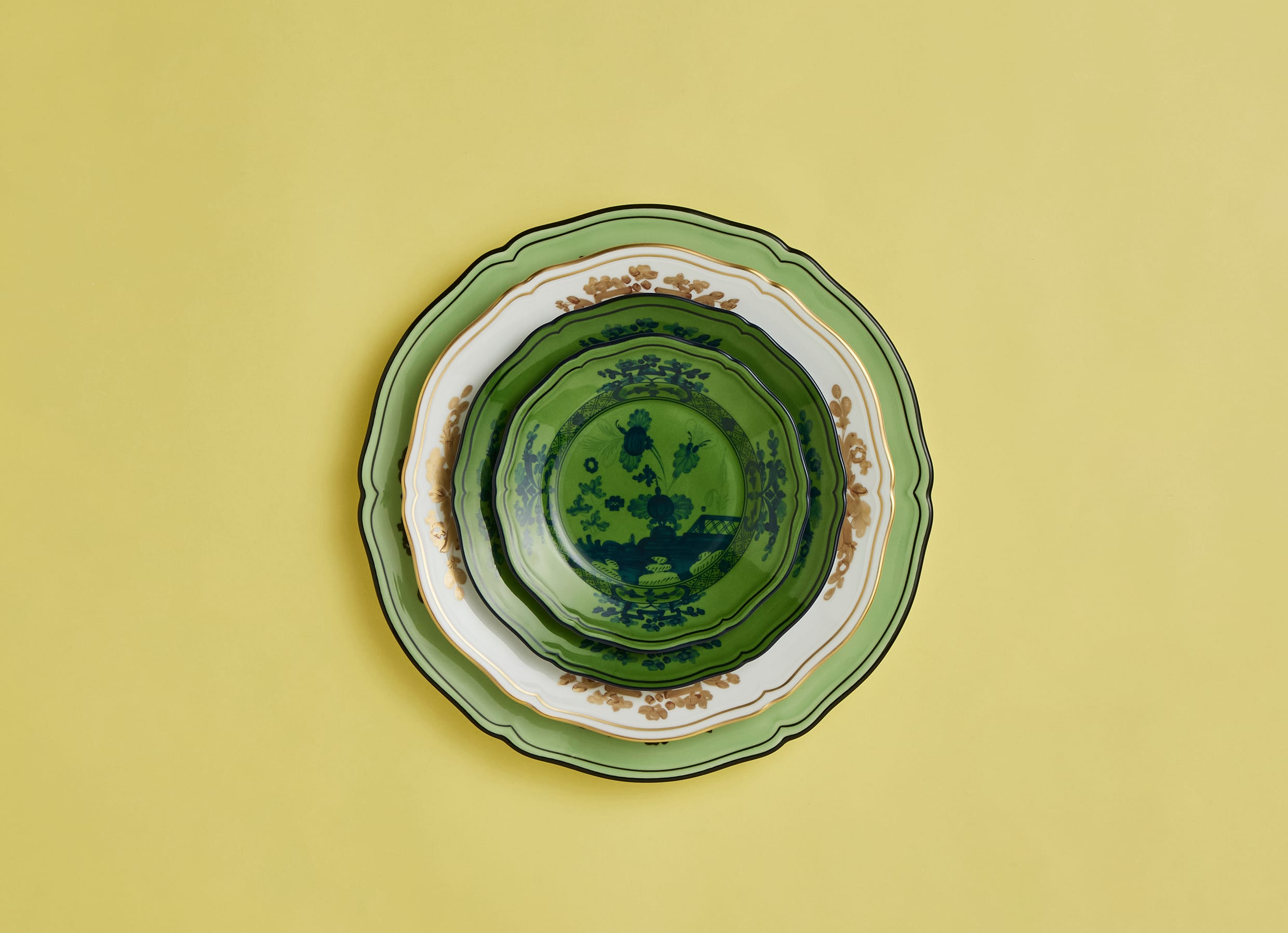 Porcelain plates set for two | Sparkling Spring Dew | GINORI 1735