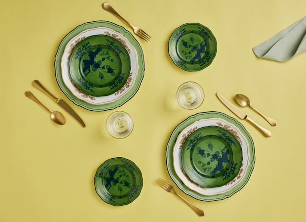 Porcelain plates set for two | Sparkling Spring Dew | GINORI 1735