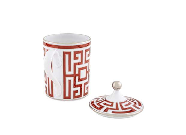 Scarlet Red Mug with Lid| Labirinto | GINORI 1735