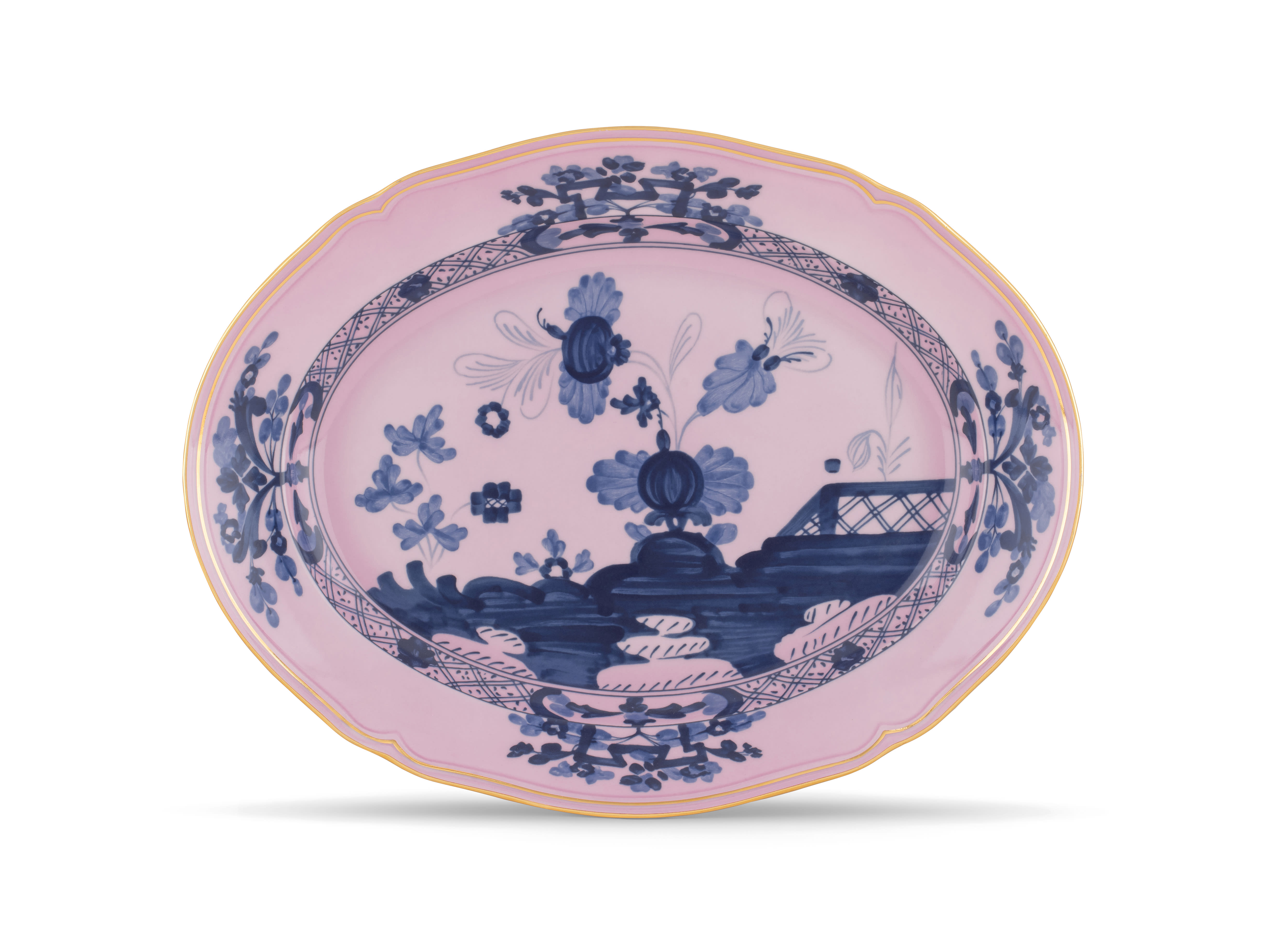 Azalea-pink porcelain oval platter | Ginori1735 | GINORI 1735